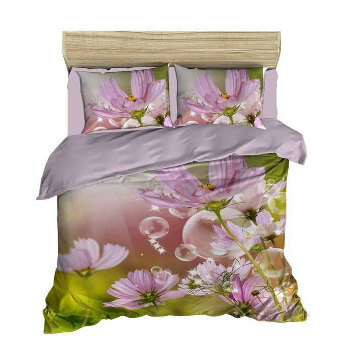 L'essentiel linge de maison Juego de funda nórdica doble Verde, lila y blanco L'essentiel linge de maison Juego de funda nórdica doble Verde, lila y blanco